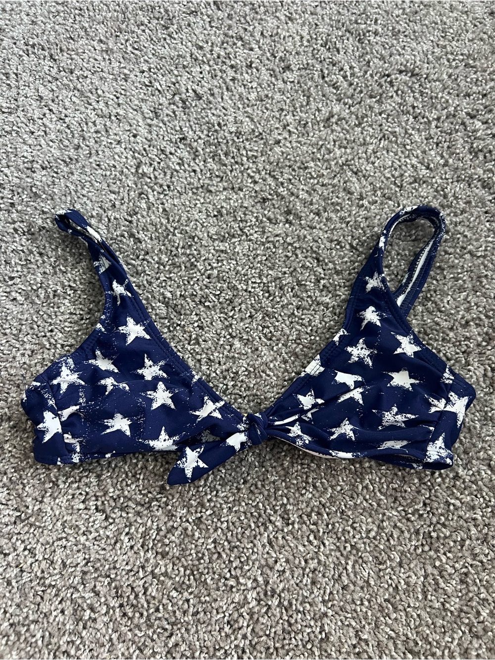 Xhilaration Navy and White Star-Print Bikini Top